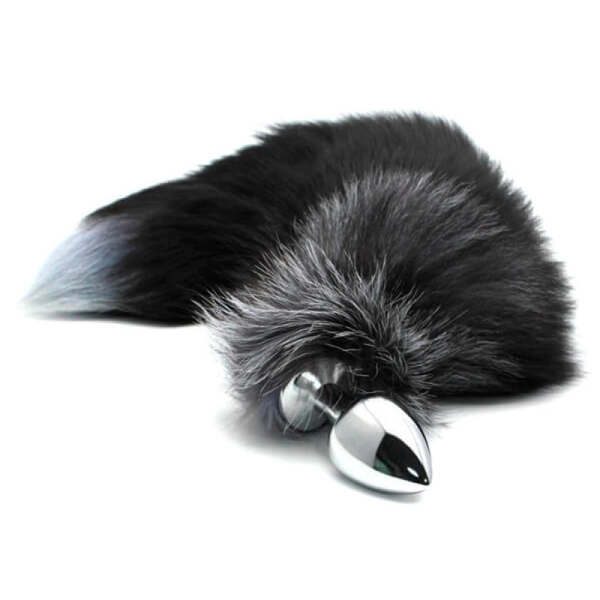 Alive - Buttplug med Sort og Hvit Hale - Large - Ildfull