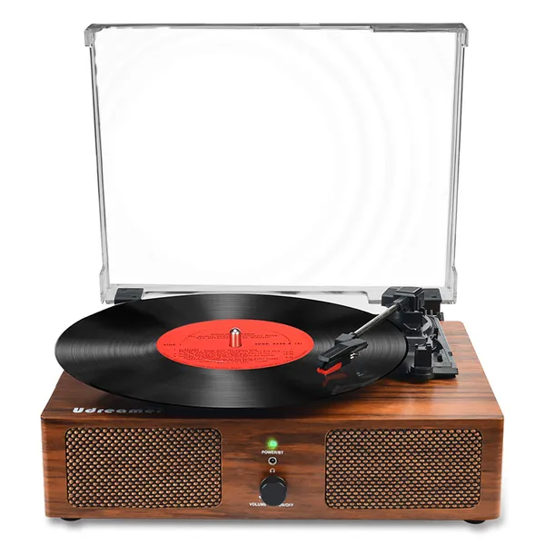 Vinyl Record Player Turntable with Built-in Speakers and USB Belt-Driven Vintage Phonograph Record Player 3 Speed for Entertainment and Home Decoration