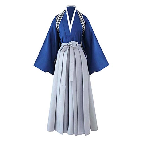 Unisex Japanese Hakama Pants Traditional Kimono Sportswear Hakama Aikido Kendo Uniform Martial Arts Samurai Costume - XX-Large 11-blue Top