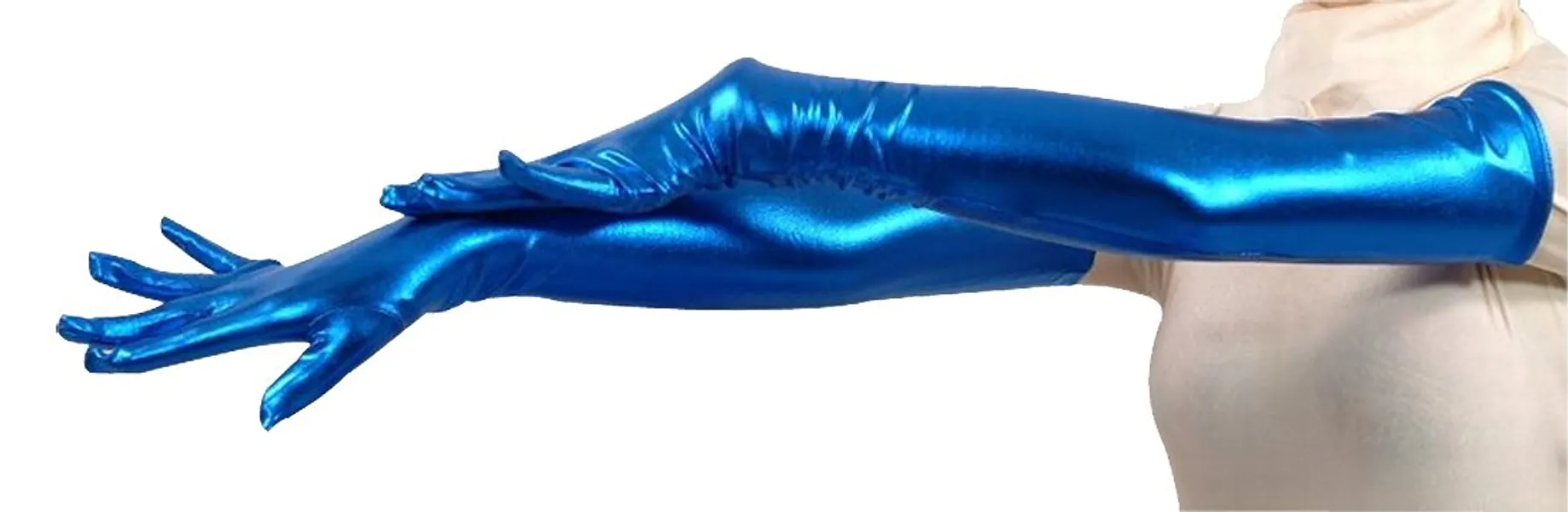 Seeksmile Unisex Shiny Metallic Spandex Gloves Adult Long Halloween Christmas Costume Hand Glove