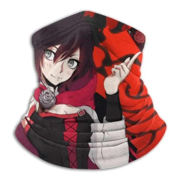 Rwby Ruby Rose Anime Microfiber Neck Warmer, Face Mask, Reusable And Washable Headscarf