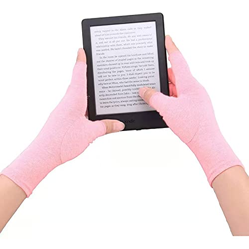 Arthritis Gloves Relieve Pain from Rheumatoid, RSI,Carpal Tunnel, Compression Gloves Fingerless for Computer Typing, - Pink Large