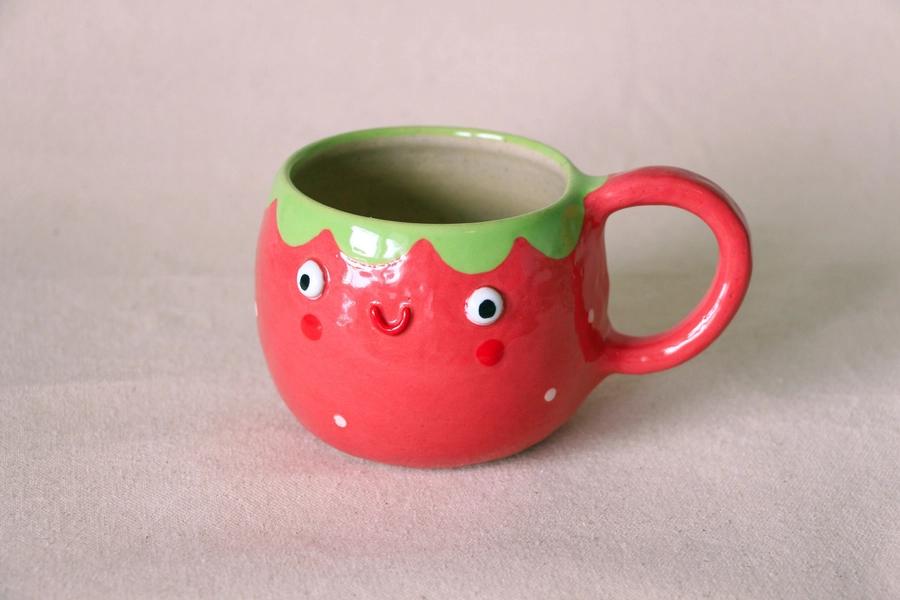 Happy Strawberry Handmade Ceramic Mug