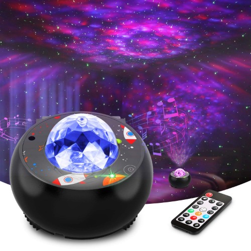 LED Galaxy Star Projector Light - Ocean Wave Night Lights for Bedroom, Room Decor and Party, with Remote Control, Music Player and Timer, Soothing Sleep Lamp and Christmas Gifts for Kids and Adults