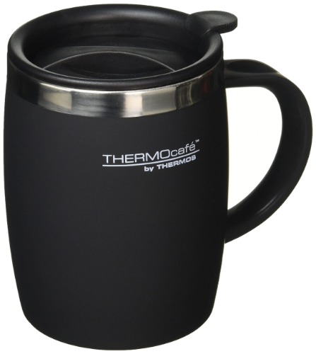 ThermoCafé by Thermos 105102 Desk Mug, Stainless Steel/Plastic, Soft Touch Black, 14 x 9 x 12 cm