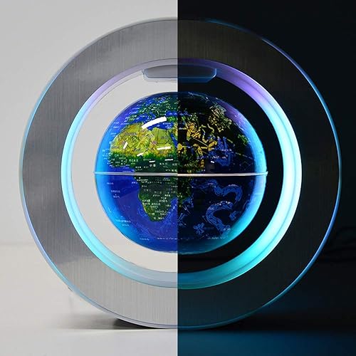 Magnetic Levitation Floating World Map with Constellations LED Light Globe 2 in 1 Anti Gravity Suspending in The Air Decoration Gadget (Blue 6 inch)