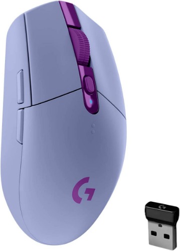 Logitech G305 LIGHTSPEED Wireless Gaming Mouse, Hero 12K Sensor, 12,000 DPI, Lightweight, 6 Programmable Buttons, 250h Battery Life, On-Board Memory, PC/Mac - Lilac - Mouse Lilac