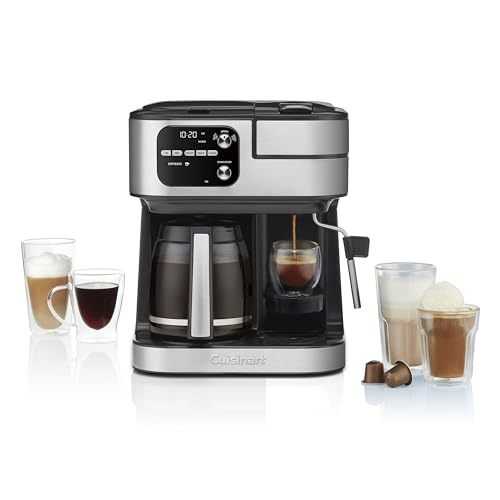 Cuisinart Coffee Maker Barista System, Coffee Center 4-In-1 Coffee Machine, Single-Serve Coffee, Espresso & Nespresso Capsule Compatible, 12-Cup Carafe, Black, SS-4N1 - Black