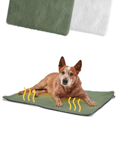 PiuPet® Selbstheizende Decke für Katzen & Hunde, Größe: 90x60cm, Innovative & Umweltfreundliche Wärmematte, Katzendecke (Für Hunde, Grün)