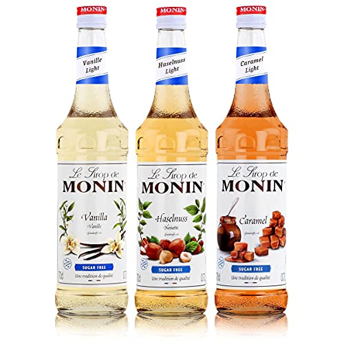 Monin Light Set (3 x 0.7l Flaschen: Vanille Light, Caramel Light, Haselnuss Light)