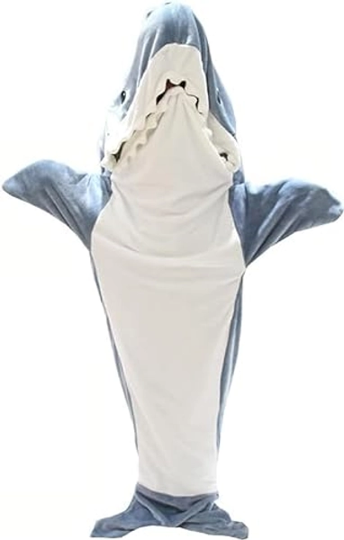 Hai Decke Erwachsene Zum Anziehen Hai Decke Schlafsack Hai Decke Kostüm, Shark Schwanz Decke Blanket Decke Mit Ärmeln, Hai Decke Anzug Super Weich, Gemütlich - XL: für Körpergröße 168–185 cm