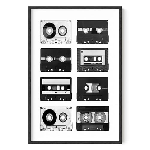 HAUS AND HUES Neon Posters Open Late Neon Sign Neon Room Decor Neon Decor Edgy Bedroom Decor Edgy Poster College Room Decor | College Posters for Dorm Wall Decor UNFRAMED 12” x 16" - Cassette Tape 16x20 Black Framed