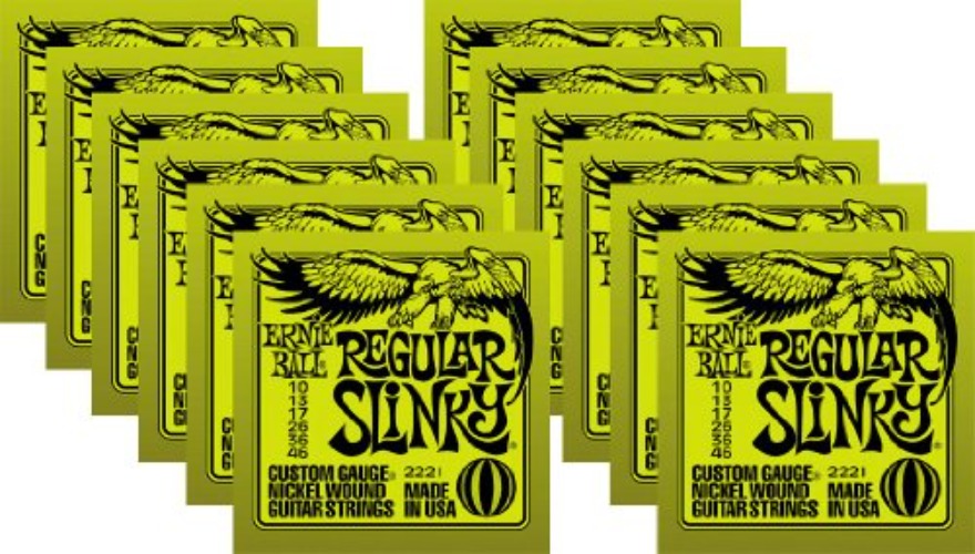 Ernie Ball Regular Slinky Custom Gauge Nickel Wound Guitar String - Set.010 - .046 (12 Pack)
