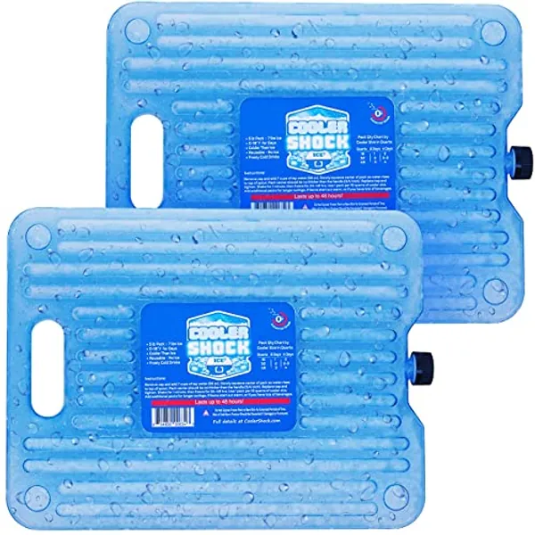 Cooler Shock Ice Packs for Cooler - Reusable, Premium, Large Ice Pack and Lunch Cooler Set for Long Term Use - Cools Faster Than Ice - Cooler Accessories