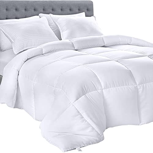 Utopia Bedding All Season Comforter - Ultra Soft Down Alternative Comforter - Plush Siliconized Fiberfill Duvet Insert - Box Stitched (Queen, White) - White - Queen