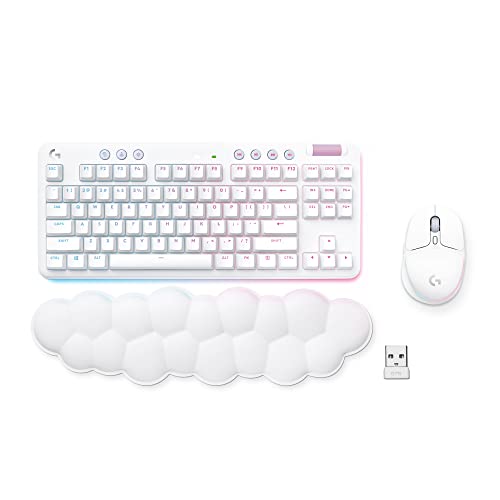Logitech G Wireless Gaming Combo, G715 Keyboard and G705 Mouse, Customizable LIGHTSYNC RGB Lighting, Lightspeed Wireless, Bluetooth, Lightweight, PC/Mac/Laptop - White Mist - Wireless - Linear - Keyboard + Mouse