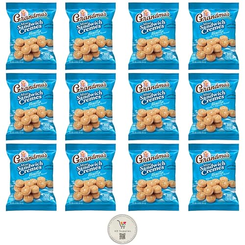 Grandma's Homestyle Cookies - Mini Vanilla Sandwich Creme Bites (Total Pack of 12) - Mini Vanilla Sandwiches