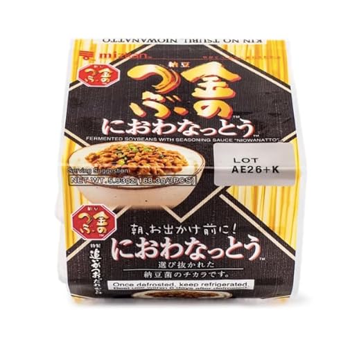 Mizkan Niowa Natto (3pcs) a Japanese Fermented Soybean Natto with Low Calories & Fat, High Protein & Fiber, and Diet-Friendly – 5.93 Oz (Pack of 1)
