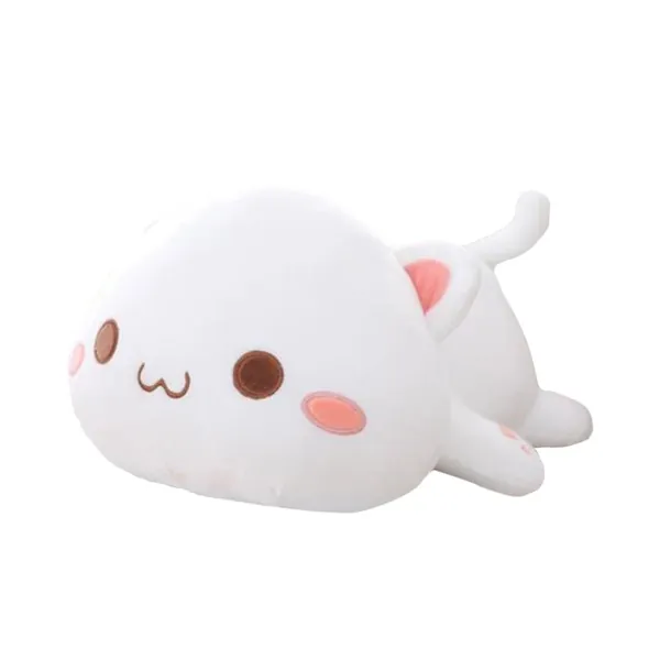 Lying cat plush - White(Round eyes) / 30cm