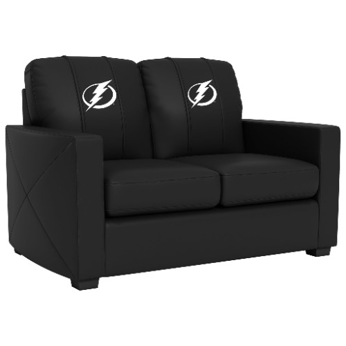 Silver Loveseat with Tampa Bay Lightning Logo