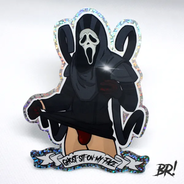 Slasher "Ghost-Sit-On-My-Face" Pin-Up Glitter Vinyl Sticker  | Dead By Daylight, LGBTQA+, Horror Pin Up, Billy Loomis, Jed Olsen