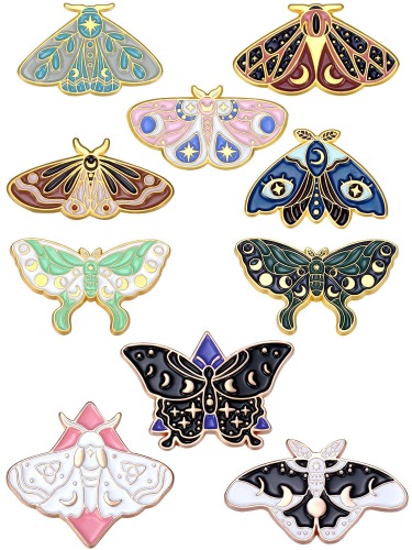 10 Pieces Butterfly Enamel Pins Set Cute Enamel Backpacks Pins Cool Horror Enamel Lapel Pins Brooches Enamel Butterfly Pins Lapel Pins for Steampunk Badge Jewelry for Women - Chic Style
