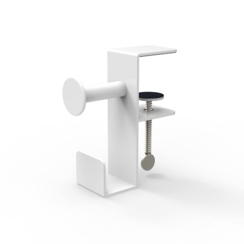 Greenjet White Metal Desk Headphone Stand Hanger Mount with Adjustable Rotating Clamp, Table Gaming Headset with Bag and Cable Holder Hook