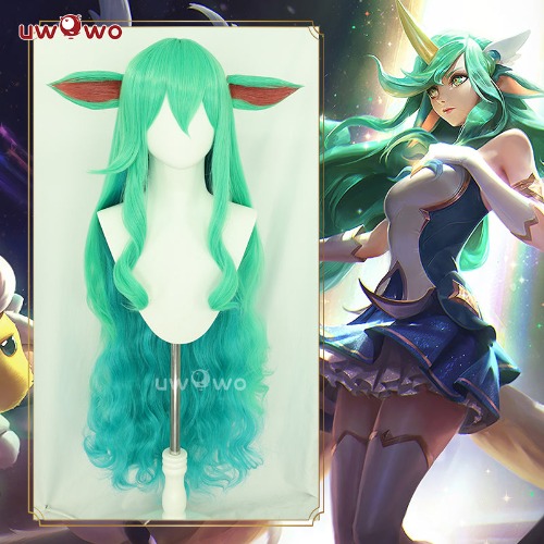 Uwowo League of Legends/LOL: Star Guardian Soraka SG Cosplay Wig Long Green Hair With Ears - Wig+Ears