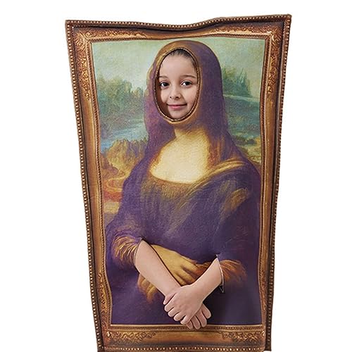 Funny Mona Lisa Costume Halloween Dress Up with Hollowed Out and Hands for Christmas Parties Cosplay