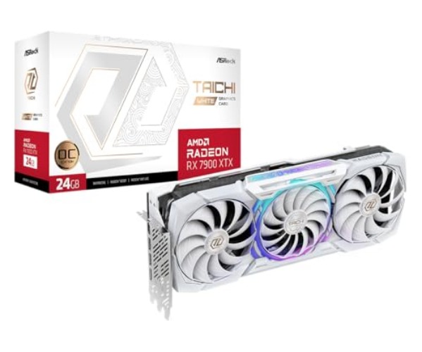 ASRock AMD Radeon RX 7900 XTX Taichi White 24GB OC 20 Gbps GDDR6 384-Bit Dual BIOS 7680 x 4320 110/100/110mm Striped Ring Fans Graphics Card - RX 7900 XTX Taichi White 24GB