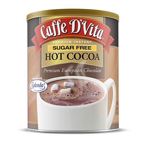Caffe D'Vita Sugar Free Hot Cocoa Mix - Sugar Free Hot Chocolate Mix, Gluten Free, Low Fat, No Cholesterol, No Hydrogenated Oils, No Trans Fat, Kosher, Hot Cocoa Mix Bulk - 10 Oz Can - Sugar Free Hot Cocoa - 10 Ounce (Pack of 1)