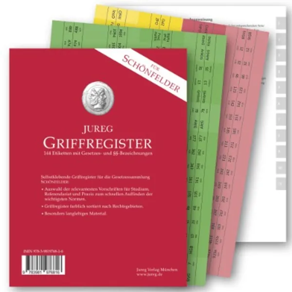 Griffregister für HABERSACK / SCHÖNFELDER 2022 | selbstklebende Register Etiketten mit Gesetzes- und §§-Bezeichnungen