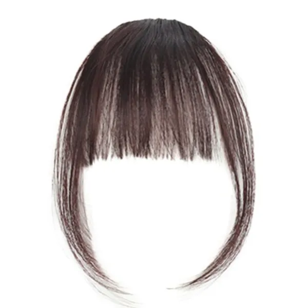 Natürliches synthetisches Haar Flache Pony / Fransen Mini Haar Pony Mode eine Clip-in Haarverlängerung (Dunkelbraun)