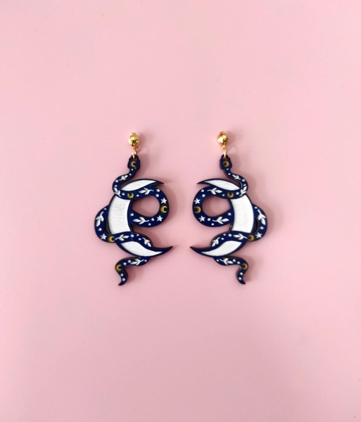 Snake with Moon Drop Earrings -- UsingShapes
