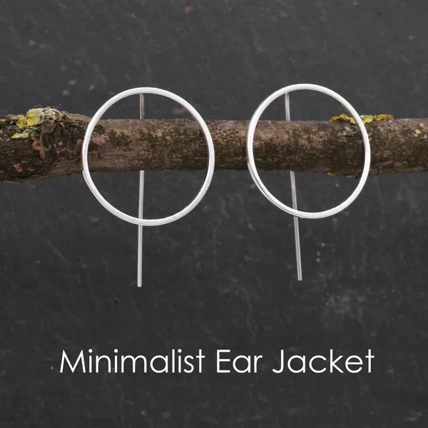 Large Circle Ear Jacket Earrings -- SilverRainSilver
