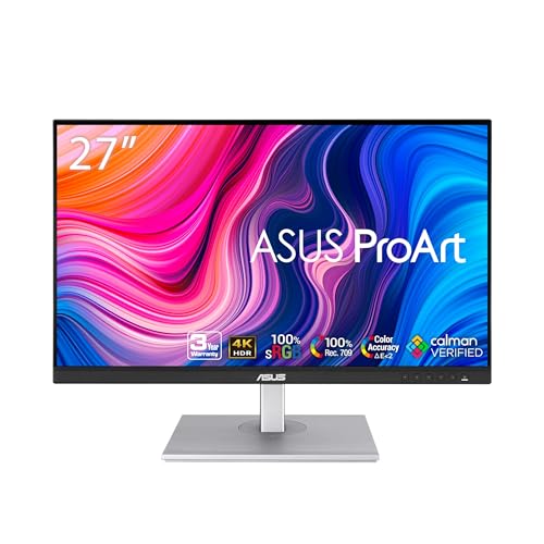ASUS ProArt Display 27 inch PA279CV Monitor | 4K HDR UHD (3840 x 2160) | 100% sRGB/Rec. 709 | ΔE < 2 | BLACK - 27" 4K USB-C HDMI USB Hub Mac