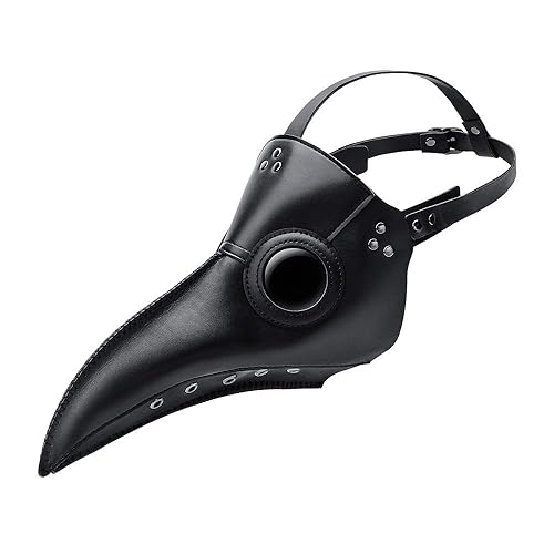 ShineWorld Plague Doctor Mask Bird Beak Mask Latex Long Nose Cosplay Steampunk Scary Mask for Halloween Costume - Balck Plague Doctor Mask