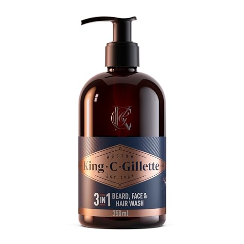 King C. Gillette Men’s Beard and Face Wash with Coconut Water, Argan Oil and Avocado Oil, 11oz (350 ml)