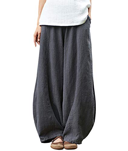IXIMO Cotton Linen Baggy Pants - Gray