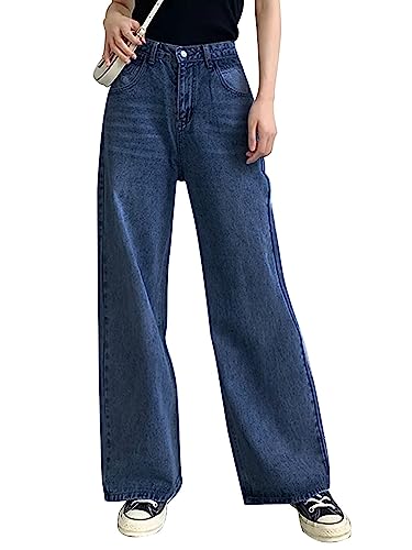 HDLTE High Waist Boyfriend Jeans - Dark Blue