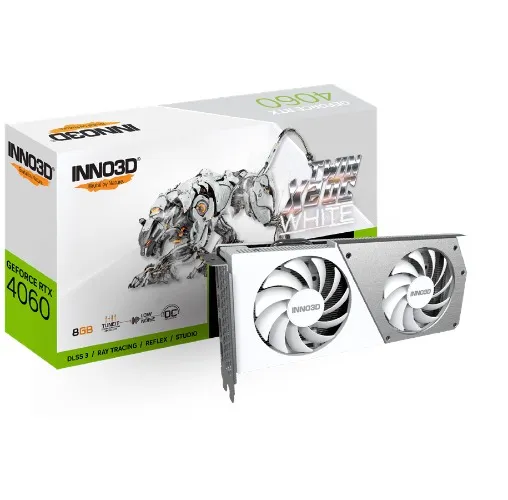 Inno3D GeForce RTX 4060 Twin X2 OC White - 8GB GDDR6 RAM - Grafikkort