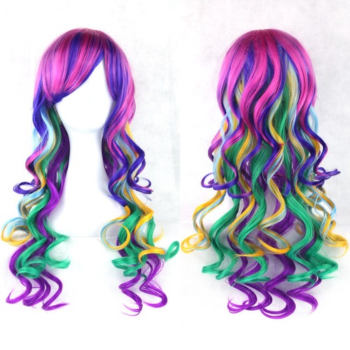 Multi-Color Long Wigs - Curly Multi Color