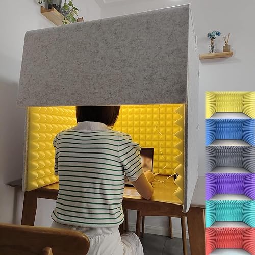Portable Vocal Booth for Sound Isolation, Desktop Soundproof Cover, Vocal Absorbing Shield for Recording Studio - Filters Vocals Effectively - 80x80x80CM - Grey