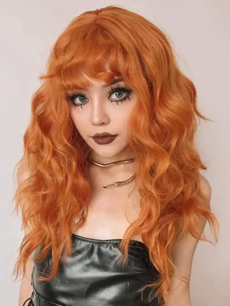 Long Curly Cosplay Synthetic Wig With Bangs
