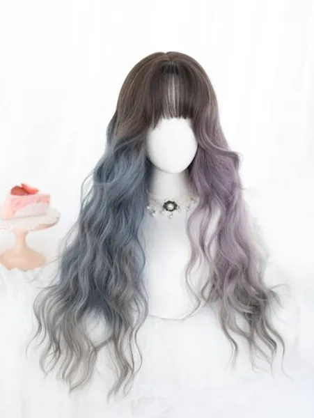 Ombre Long Curly Synthetic Wig With Bangs