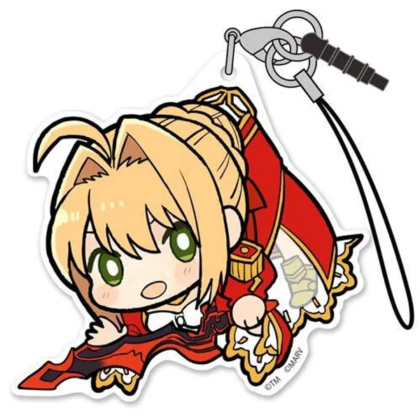 Fate/Extella Link Red Saber Nero Claudius Tsumamare Pinch Character Acrylic Mascot Strap [In Stock, Ship Today]