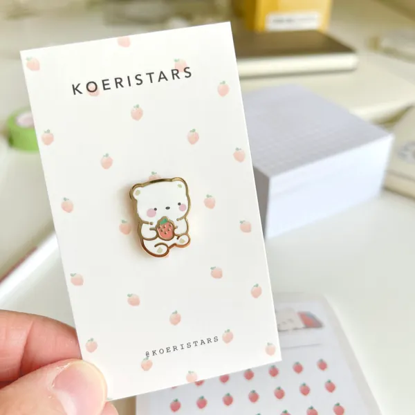 GOMI & STRAWBERRY - Shiny Gold Hard Enamel Pin