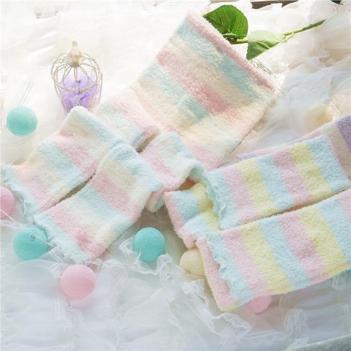Fuzzy Pastel Long John Leggings - Easter Colors