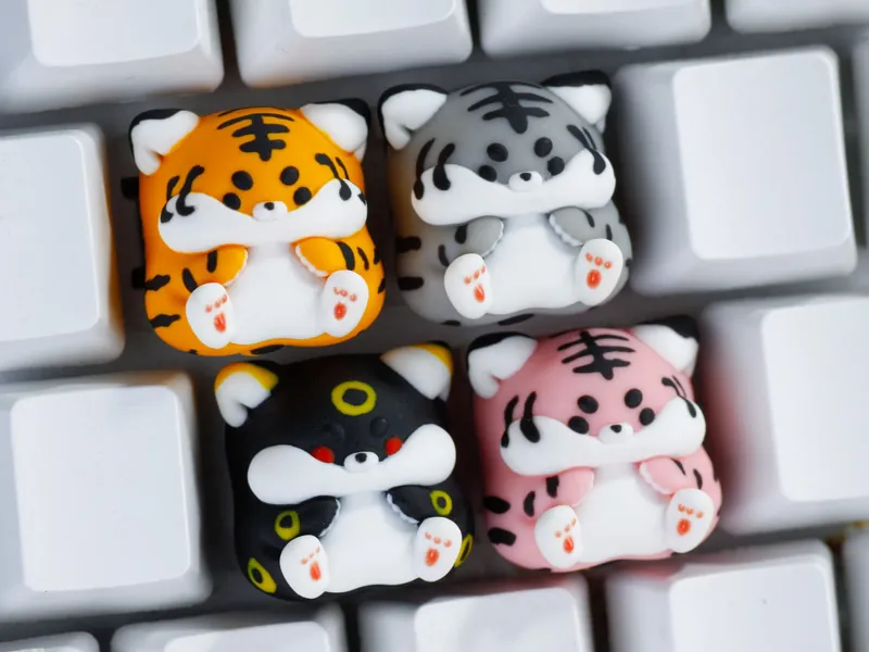 Cute Tiger animal artisan keycap - Cat keycaps - perfect handmade gift
