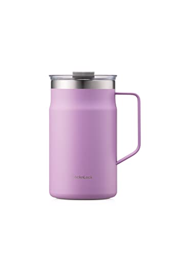 LocknLock Metro Mug Premium 18/8 Stainless Steel Double Walled Insulated with Handle Perfect for Table with Lid, Dark Green, 20 oz